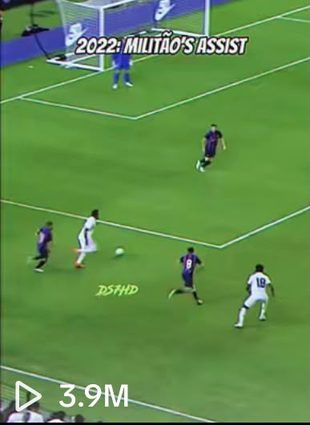 Frame from the edit titled “2022: Militão's assist”, showing 3.9M views.